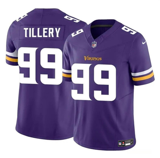 Personalized Men’s Minnesota Vikings #99 Jerry Tillery Purple 2023 F.U.S.E. Untouchable Limited Stitched Jersey