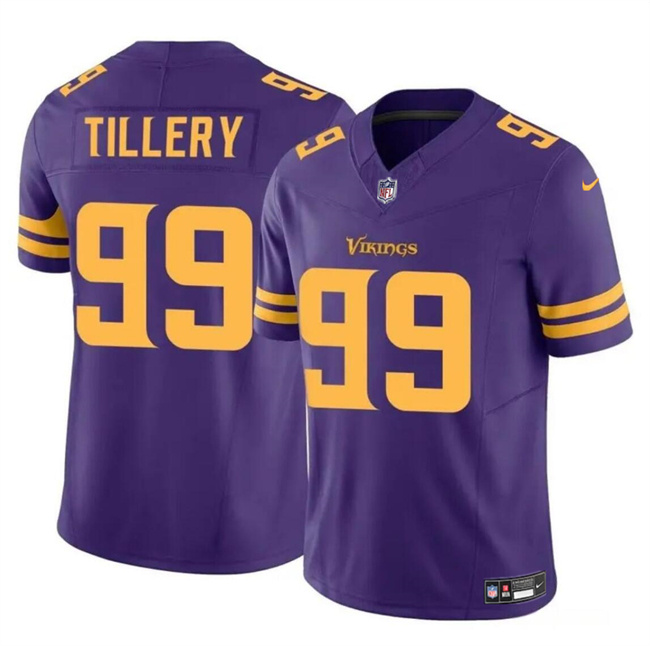 Personalized Men’s Minnesota Vikings #99 Jerry Tillery Purple 2023 F.U.S.E. Color Rush Untouchable Limited Stitched Jersey