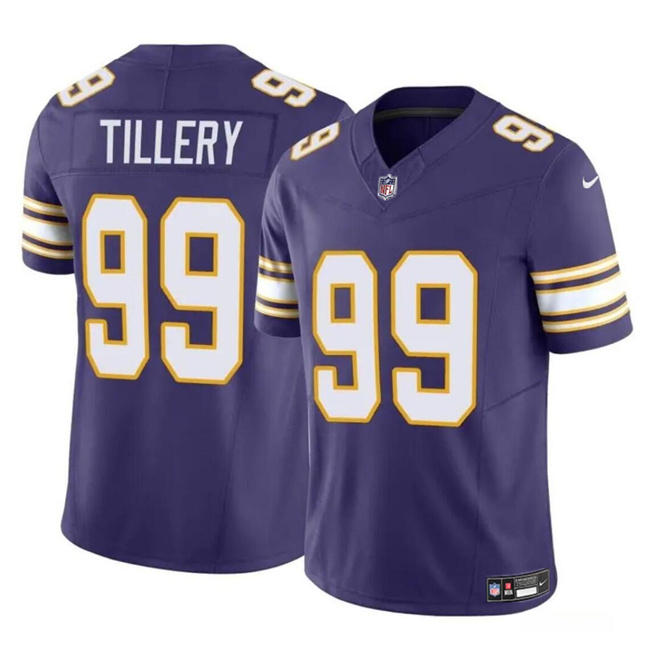 Personalized Men’s Minnesota Vikings #99 Jerry Tillery Purple 2023 F.U.S.E. Throwback Untouchable Limited Stitched Jersey