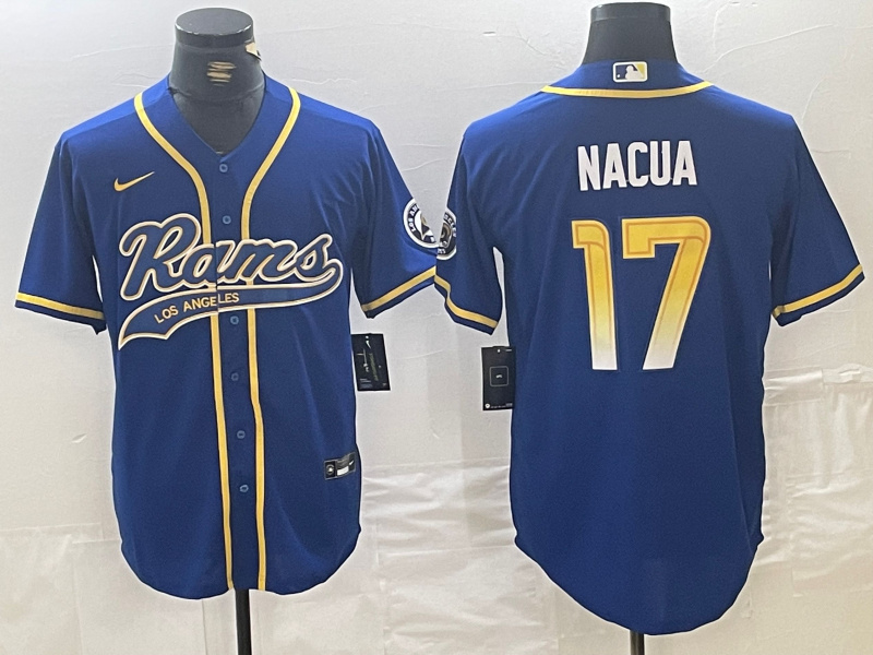 Personalized Men’s Los Angeles Rams #17 Puka Nacua Royal Cool Base Stitched Baseball Jersey