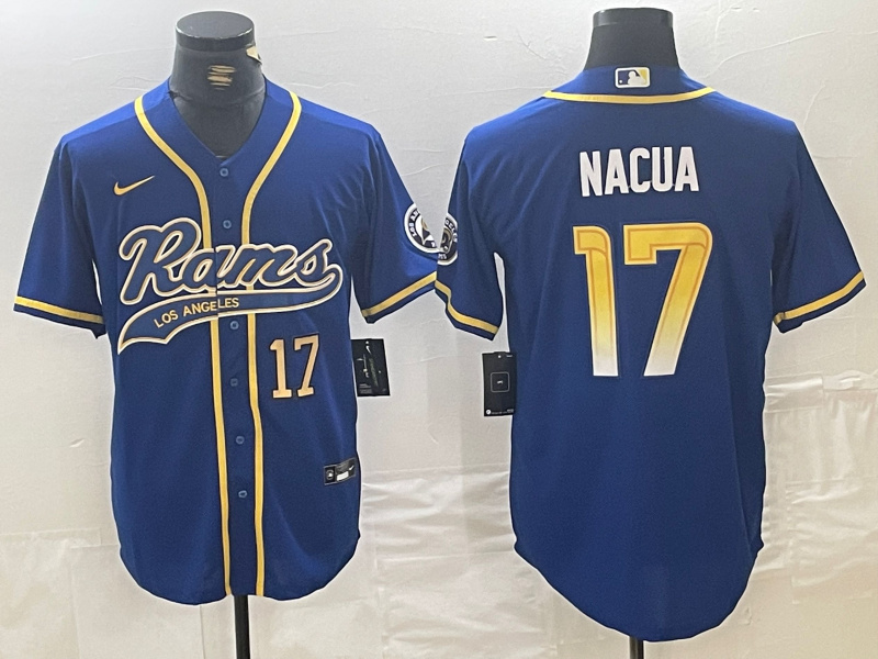 Personalized Men’s Los Angeles Rams #17 Puka Nacua Royal Cool Base Stitched Baseball Jerseys