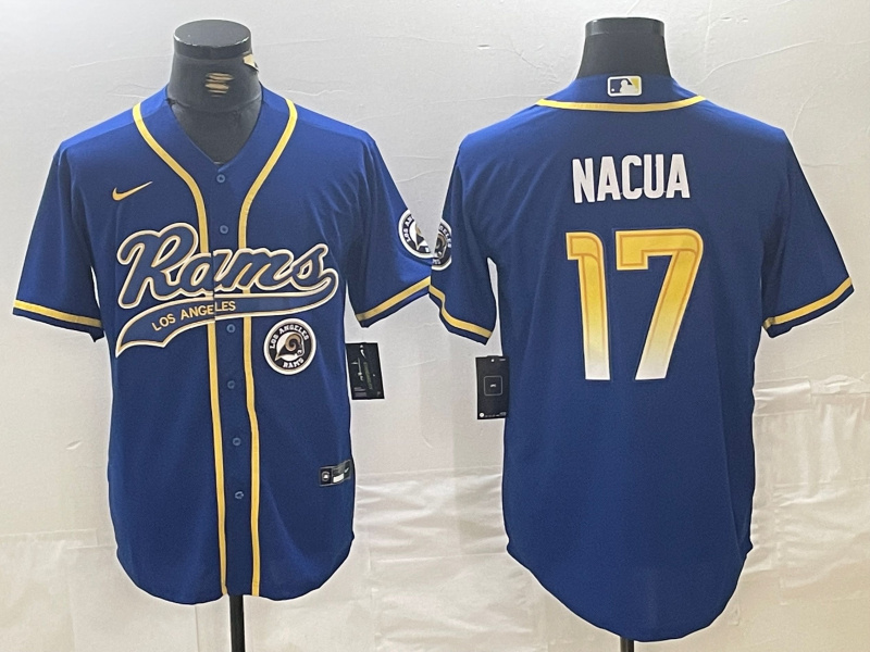 Personalized Men’s Los Angeles Rams #17 Puka Nacua Royal Cool Base Stitched Baseball Jerseys