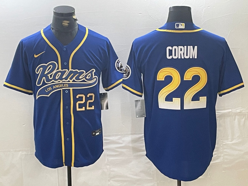 Personalized Men’s Los Angeles Rams #22 Blake Corum Royal Cool Base Stitched Baseball Jerseys