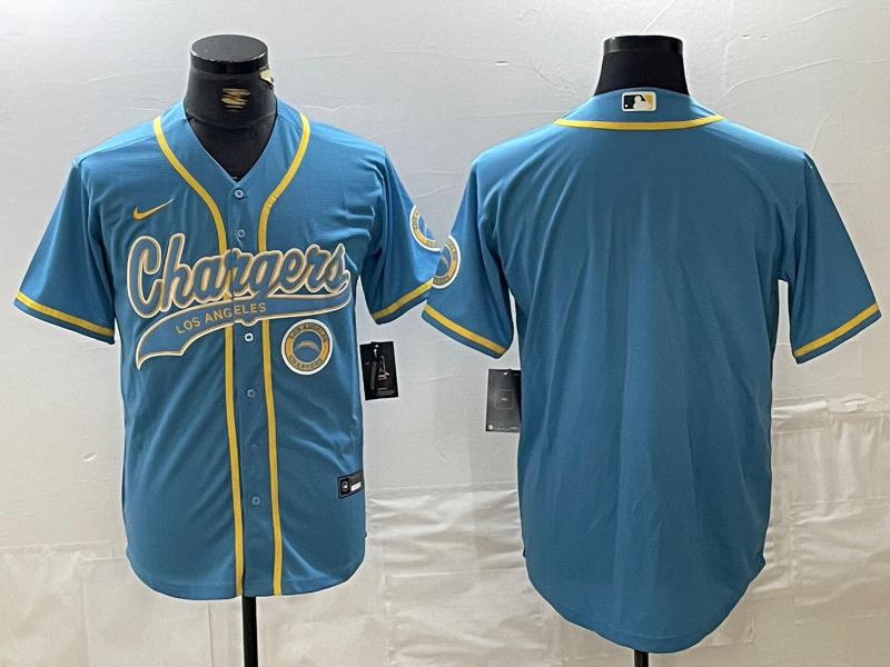 Personalized Men’s Los Angeles Chargers Blue Cool Base Stitched Baseball Jersey