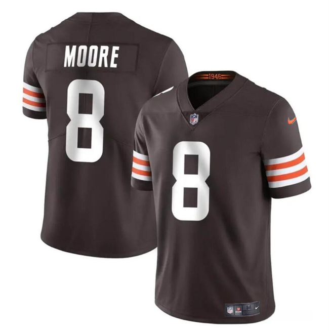 Personalized Men’s Cleveland Browns #8 Elijah Moore Brown Limited Stitched Football Jersey