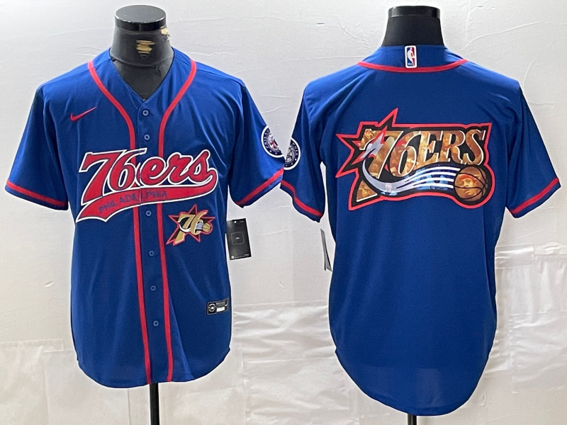 Personalized Men’s Philadelphia 76ers Team Big Logo Royal Cool Base Stitched Baseball Jerseys