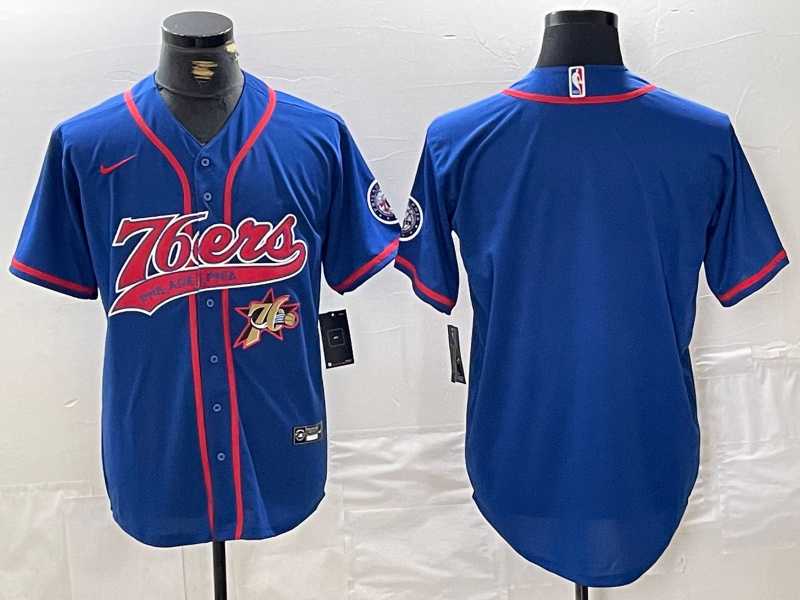 Personalized Men’s Philadelphia 76ers Team Big Logo Royal Cool Base Stitched Baseball Jerseys