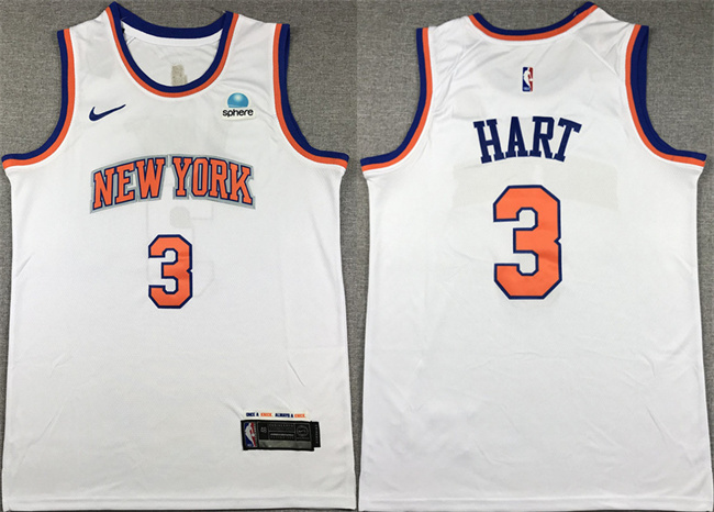 Personalized Men’s New Yok Knicks #3 Josh Hart White Stitched Basketball Jersey