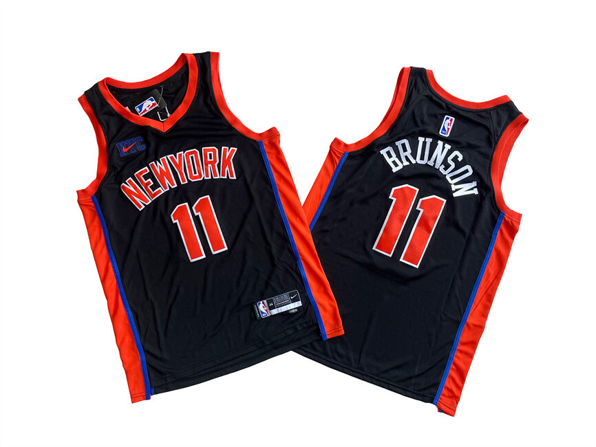 Personalized Men’s New Yok Knicks #11 Jalen Brunson Black Stitched Basketball Jersey