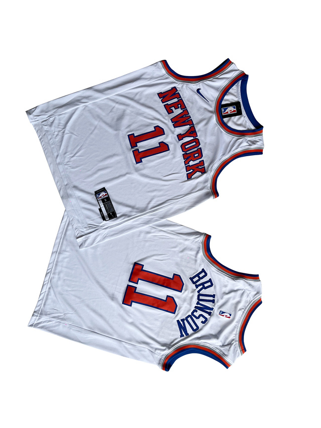 Personalized Men’s New Yok Knicks #11 Jalen Brunson White Stitched Basketball Jersey