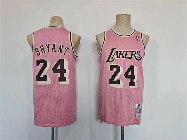 Personalized Men’s Los Angeles Lakers #24 Kobe Bryant Pink Throwback Basketball Jersey