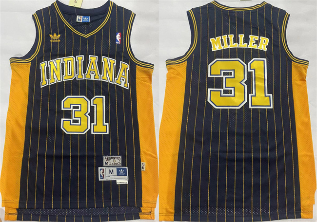 Personalized Men’s Indiana Pacers #31 Reggie Miller Black Throwback Stitched Jersey