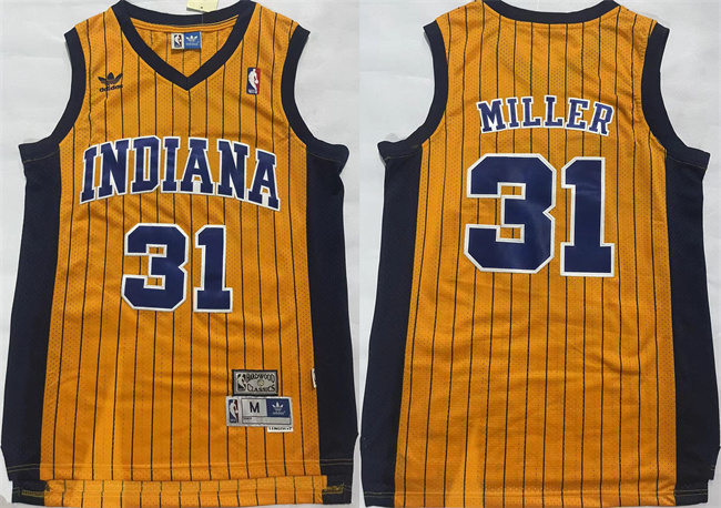 Personalized Men’s Indiana Pacers #31 Reggie Miller Yellow Throwback Stitched Jersey