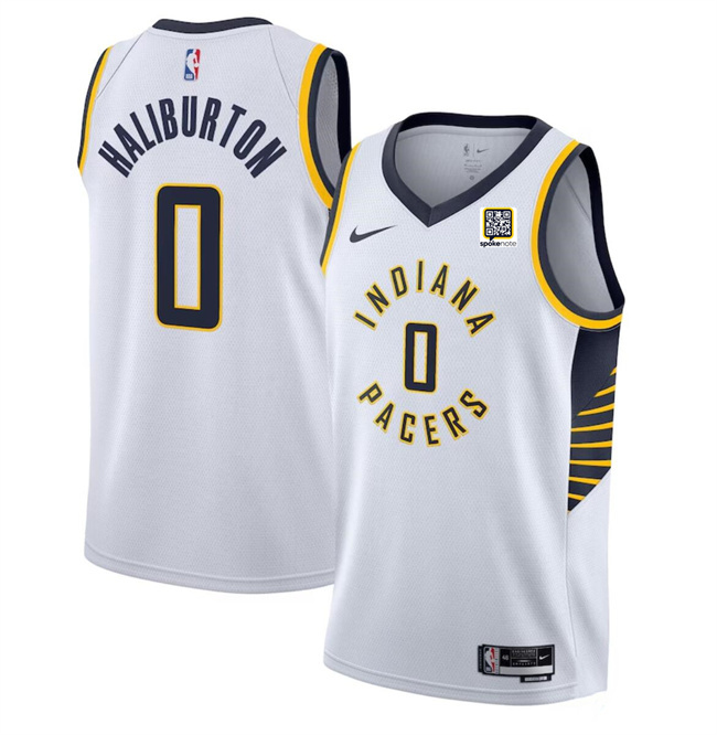 Personalized Men’s Indiana Pacers #0 Tyrese Haliburton White Association Edition Stitched Basketball Jersey