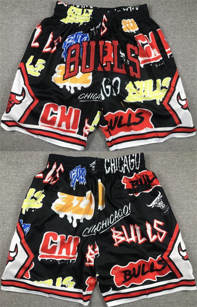 Personalized Men’s Chicago Bulls Black Shorts (Run Small)