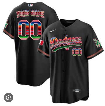 Personalized Custom Los Angeles Dodgers 2023 Mexican Serape Heritage Black Jersey