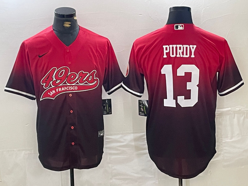 Personalized Men’s San Francisco 49ers #13 Brock Purdy RedBlack With Patch Cool Base Stitched Jerseys