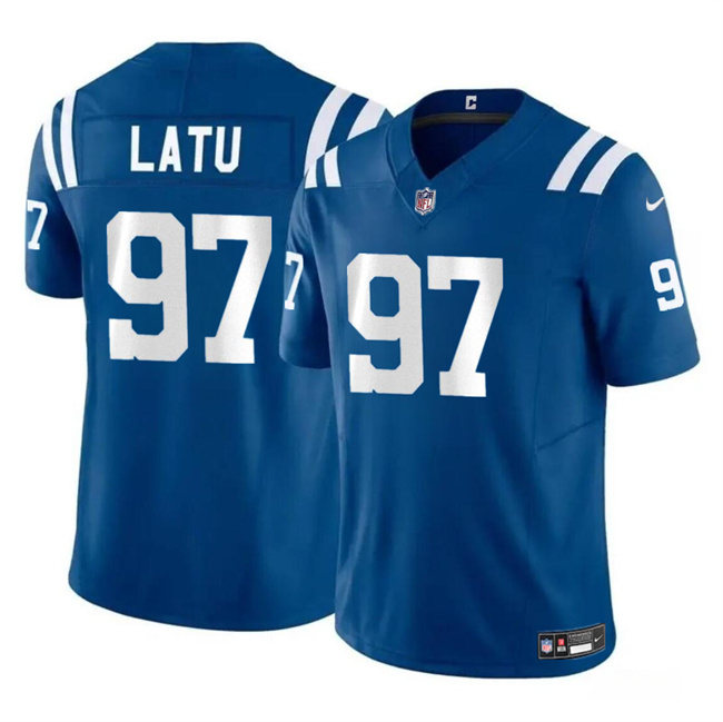Personalized Men’s Indianapolis Colts #97 Laiatu Latu Blue 2024 Draft F.U.S.E. Limited Stitched Football Jersey