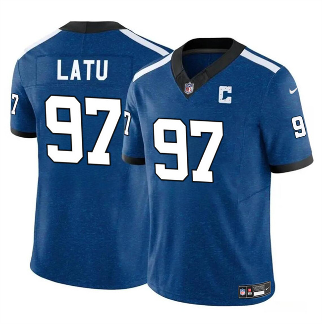 Personalized Men’s Indianapolis Colts #97 Laiatu Latu Blue 2024 Draft F.U.S.E. Thowback Limited Stitched Football Jersey
