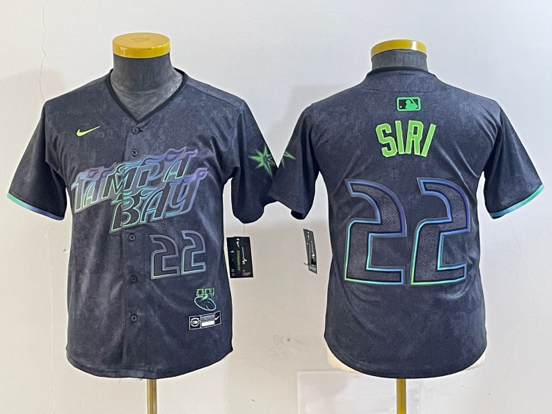 Personalized Youth Tampa Bay Rays #22 Jose Siri Charcoal 2024 City Connect Limited Stitched Baseball Jersey