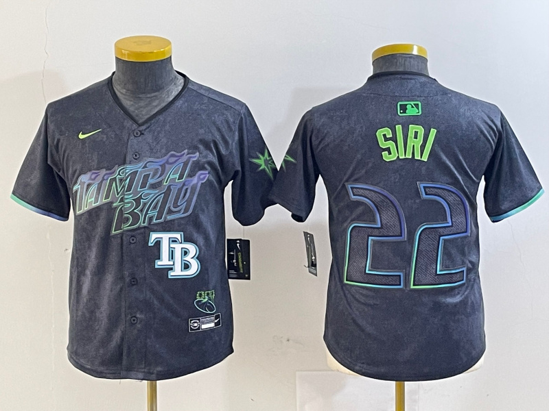 Personalized Youth Tampa Bay Rays #22 Jose Siri Charcoal 2024 City Connect Limited Stitched Baseball Jerseys