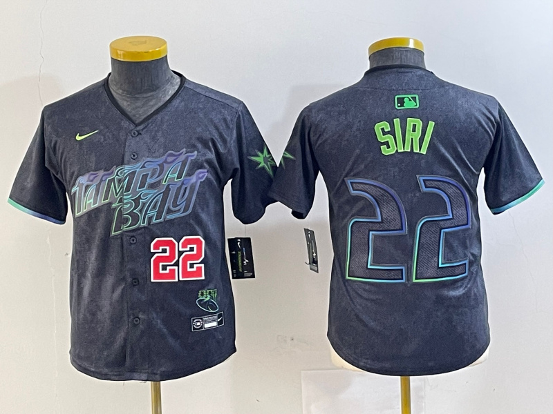 Personalized Youth Tampa Bay Rays #22 Jose Siri Charcoal 2024 City Connect Limited Stitched Baseball Jerseys