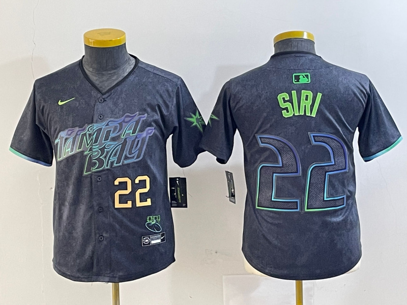 Personalized Youth Tampa Bay Rays #22 Jose Siri Charcoal 2024 City Connect Limited Stitched Baseball Jerseys