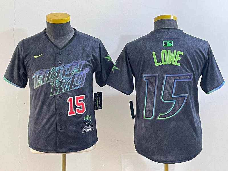 Personalized Youth Tampa Bay Rays #15 Josh Lowe Charcoal 2024 City Connect Limited Stitched Baseball Jersey(Run Small)