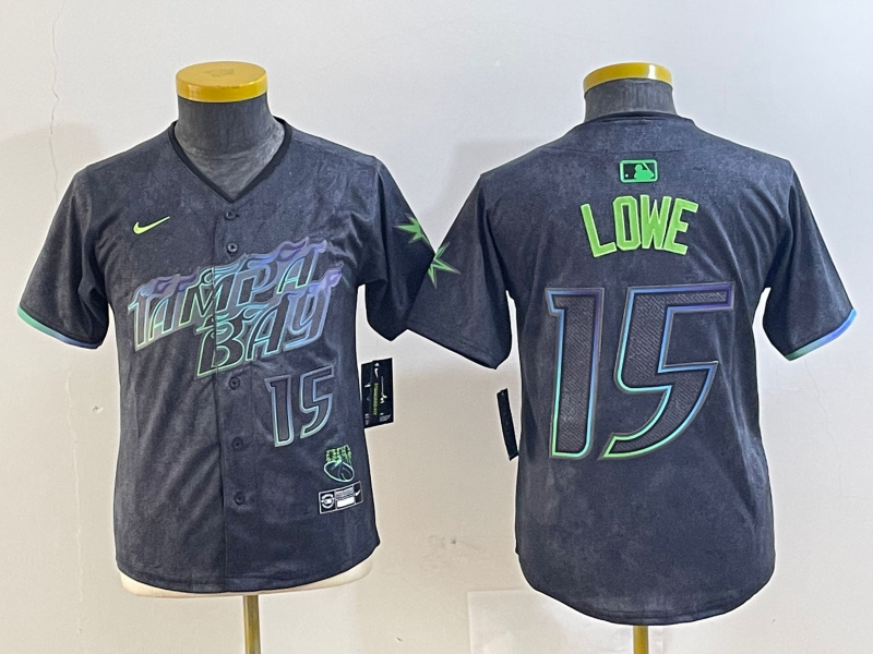 Personalized Youth Tampa Bay Rays #15 Josh Lowe Charcoal 2024 City Connect Limited Stitched Baseball Jersey(Run Small)