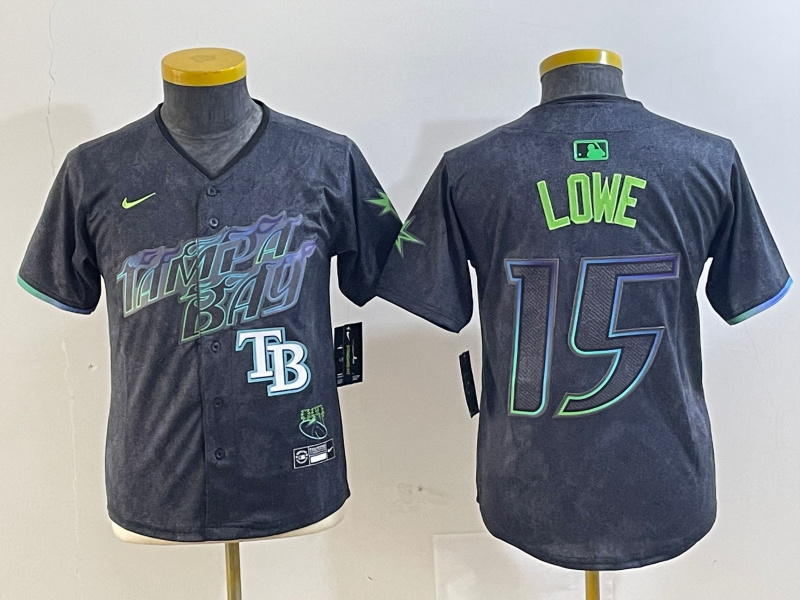 Personalized Youth Tampa Bay Rays #15 Josh Lowe Charcoal 2024 City Connect Limited Stitched Baseball Jersey(Run Small)