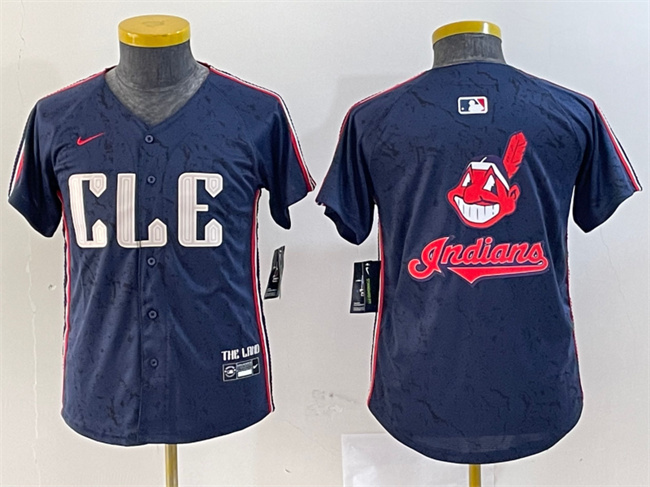 Personalized Youth Cleveland Guardians Team Big Logo Navy 2024 City Connect Stitched Baseball Jersey