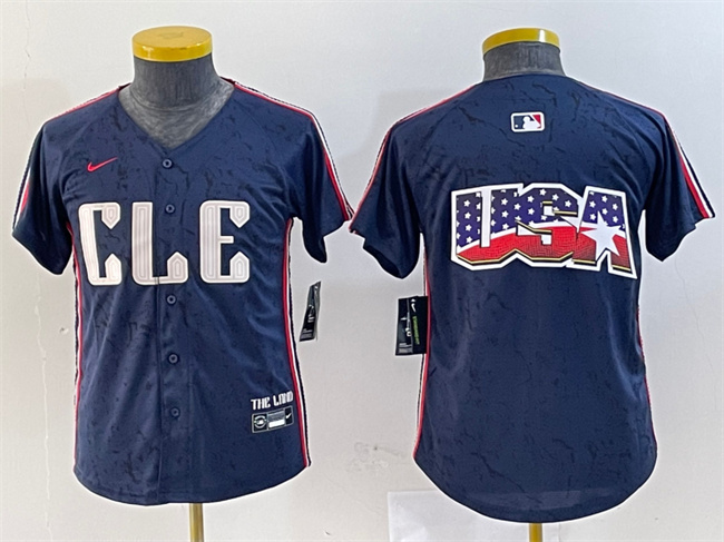 Personalized Youth Cleveland Guardians Team Big Logo Navy 2024 City Connect Stitched Baseball JerseyS