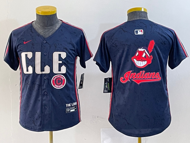 Personalized Youth Cleveland Guardians Team Big Logo Navy 2024 City Connect Stitched Baseball Jerseys