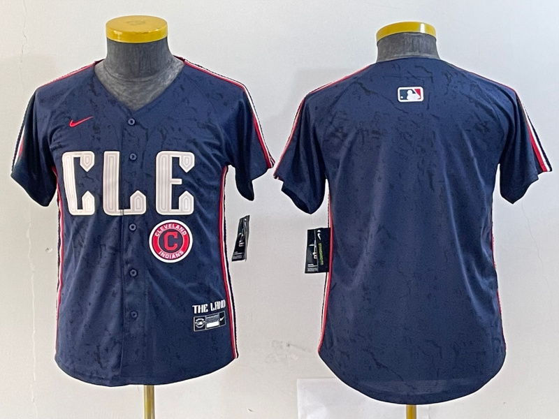 Personalized Youth Cleveland Guardians Team Big Logo Navy 2024 City Connect Stitched Baseball Jerseys