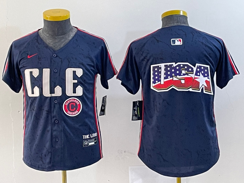 Personalized Youth Cleveland Guardians Team Big Logo Navy 2024 City Connect Stitched Baseball Jerseys