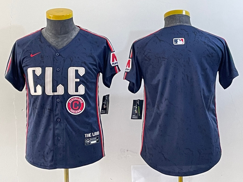 Personalized Youth Cleveland Guardians Team Big Logo Navy 2024 City Connect Stitched Baseball Jerseys