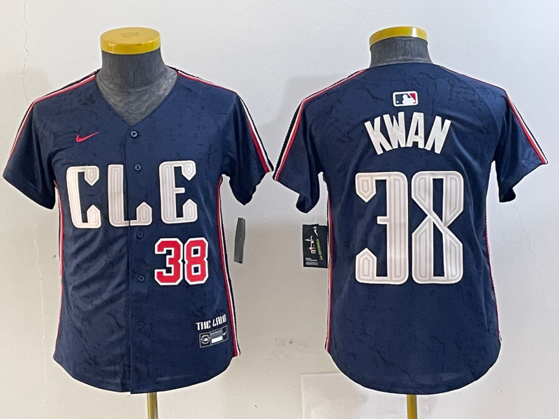 Personalized Youth Cleveland Guardians #38 Steven Kwan Navy 2024 City Connect Limited Stitched Baseball Jersey