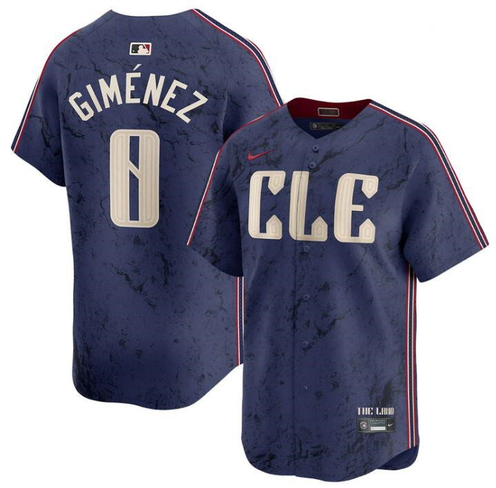 Personalized Youth Cleveland Guardians #0 Andrés Giménez Navy 2024 City Connect Limited Stitched Baseball Jersey