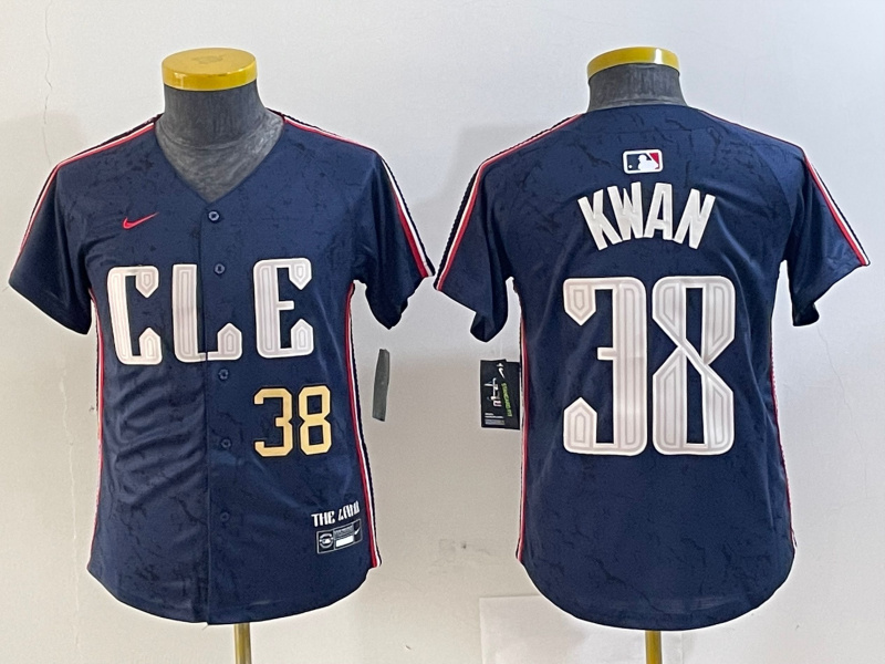 Personalized Youth Cleveland Guardians #38 Steven Kwan Navy 2024 City Connect Limited Stitched Baseball Jerseys