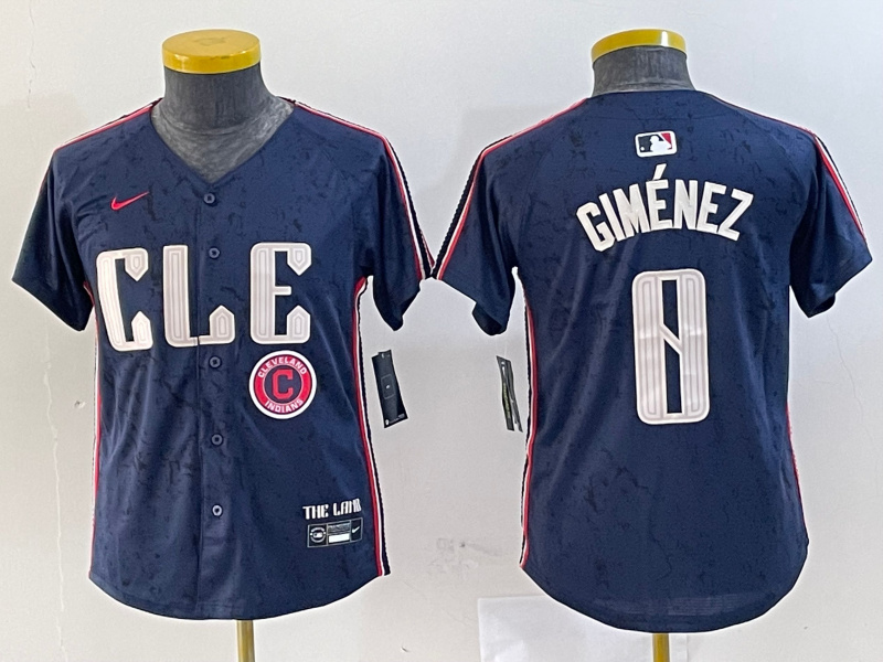 Personalized Youth Cleveland Guardians #0 Andrés Giménez Navy 2024 City Connect Limited Stitched Baseball Jerseys