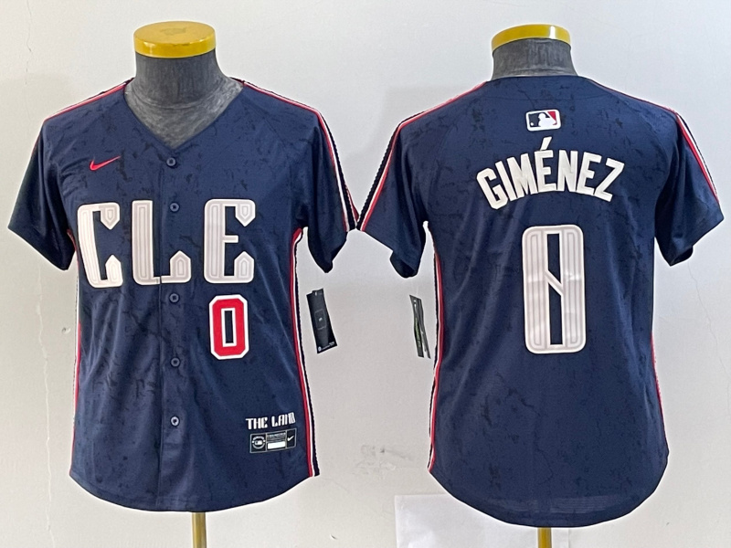 Personalized Youth Cleveland Guardians #0 Andrés Giménez Navy 2024 City Connect Limited Stitched Baseball Jerseys