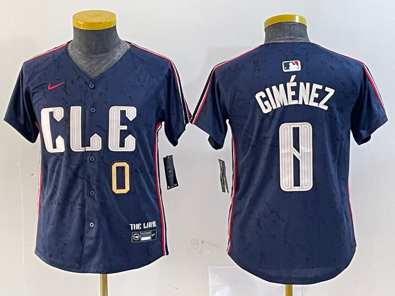 Personalized Youth Cleveland Guardians #0 Andrés Giménez Navy 2024 City Connect Limited Stitched Baseball Jerseys