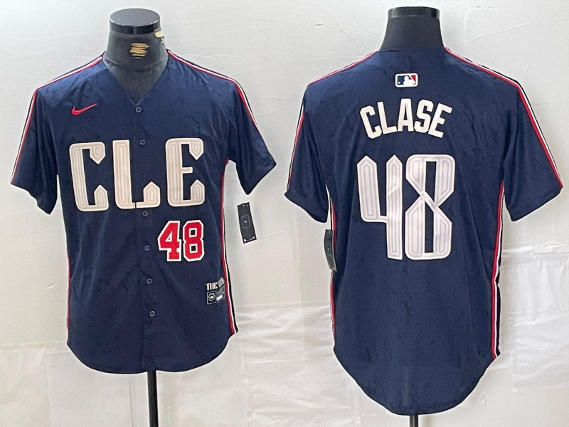 Personalized Youth Cleveland Guardians #48 Emmanuel Clase Navy 2024 City Connect Limited Stitched Baseball Jerseys