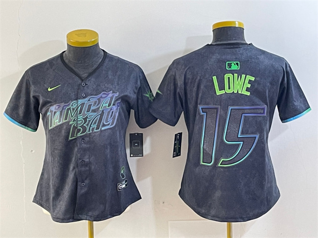 Personalized Women’s Tampa Bay Rays #15 Josh Lowe Charcoal 2024 City Connect Limited Stitched Baseball Jersey(Run Small)