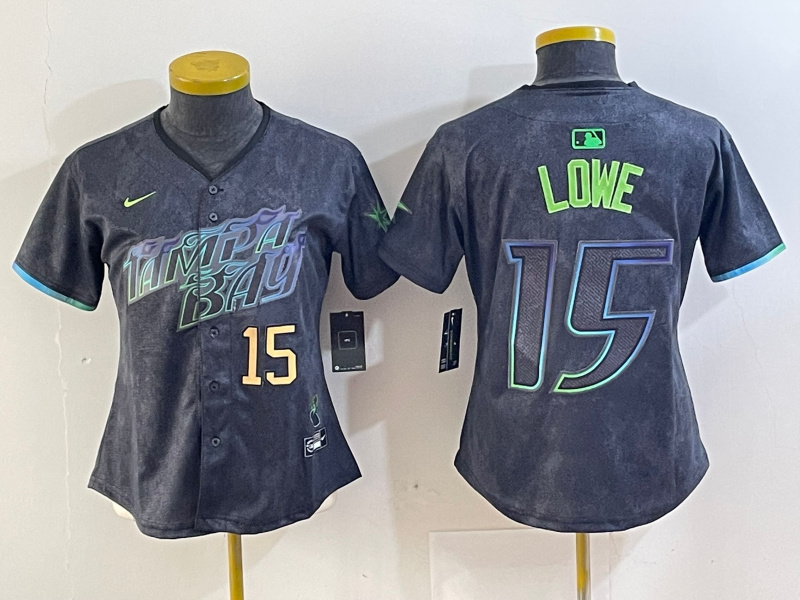 Personalized Women’s Tampa Bay Rays #15 Josh Lowe Charcoal 2024 City Connect Limited Stitched Baseball Jersey(Run Small)