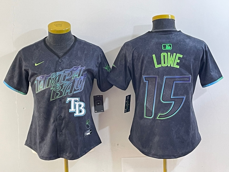 Personalized Women’s Tampa Bay Rays #15 Josh Lowe Charcoal 2024 City Connect Limited Stitched Baseball Jersey(Run Small)