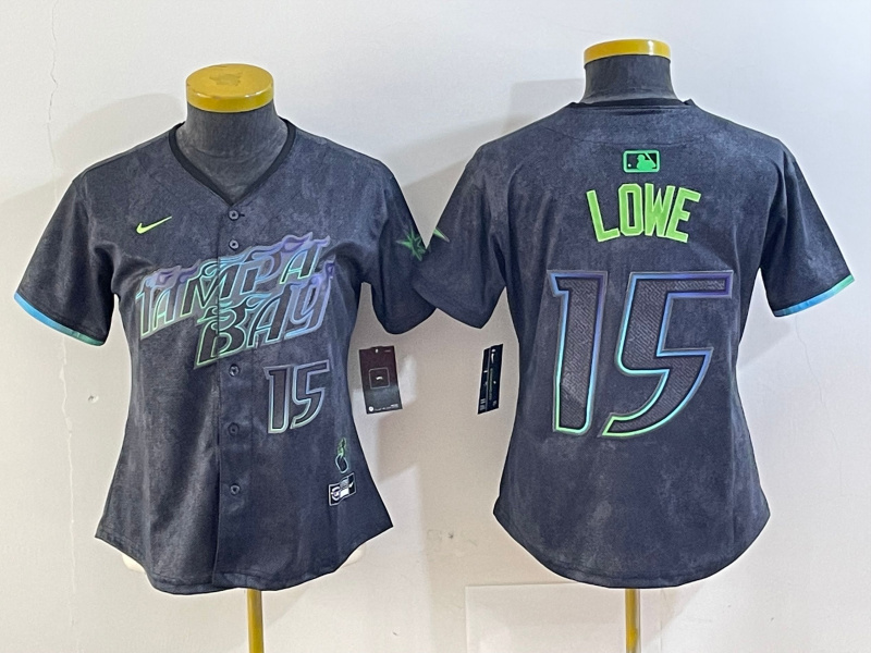 Personalized Women’s Tampa Bay Rays #15 Josh Lowe Charcoal 2024 City Connect Limited Stitched Baseball Jersey(Run Small)