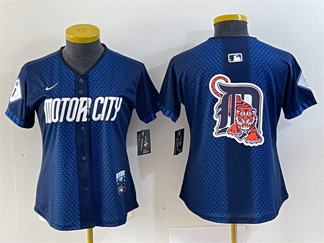 Personalized Women’s Detroit Tigers Team Big Logo 2024 Navy City Connect Cool Base Limited Stitched Baseball Jersey(Run Small)