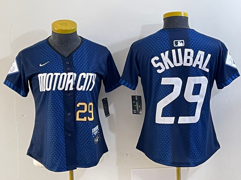 Personalized Women’s Detroit Tigers #29 Tarik Skubal 2024 Navy City Connect Cool Base Limited Stitched Baseball Jersey(Run Small)