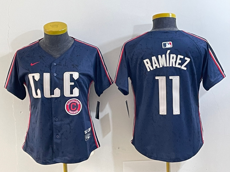 Personalized Women’s Cleveland Guardians #11 José Ramírez Navy 2024 City Connect Limited Stitched Baseball Jerseys